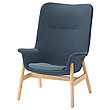 Кресло c высокой спинкой ВЕДБУ синий ИКЕА, IKEA  , фото 2