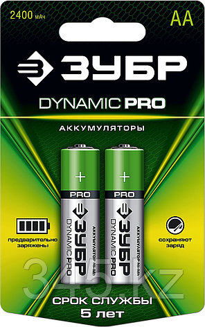 Аккумулятор Ni-Mh "DYNAMIC PRO" ЗУБР 59275-2C, АА, 2шт на карточке, фото 2