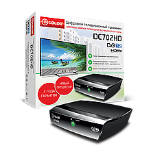 Цифровой телевизионный приёмник, D-Color, DC702HD, Разъёмы на задней стороне, AV OUT, HDMI, USB, 176-264В, 50\
