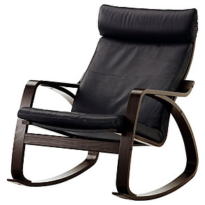 Кресло-качалка ПОЭНГ коричневый Смидиг черный ИКЕА, IKEA, фото 2