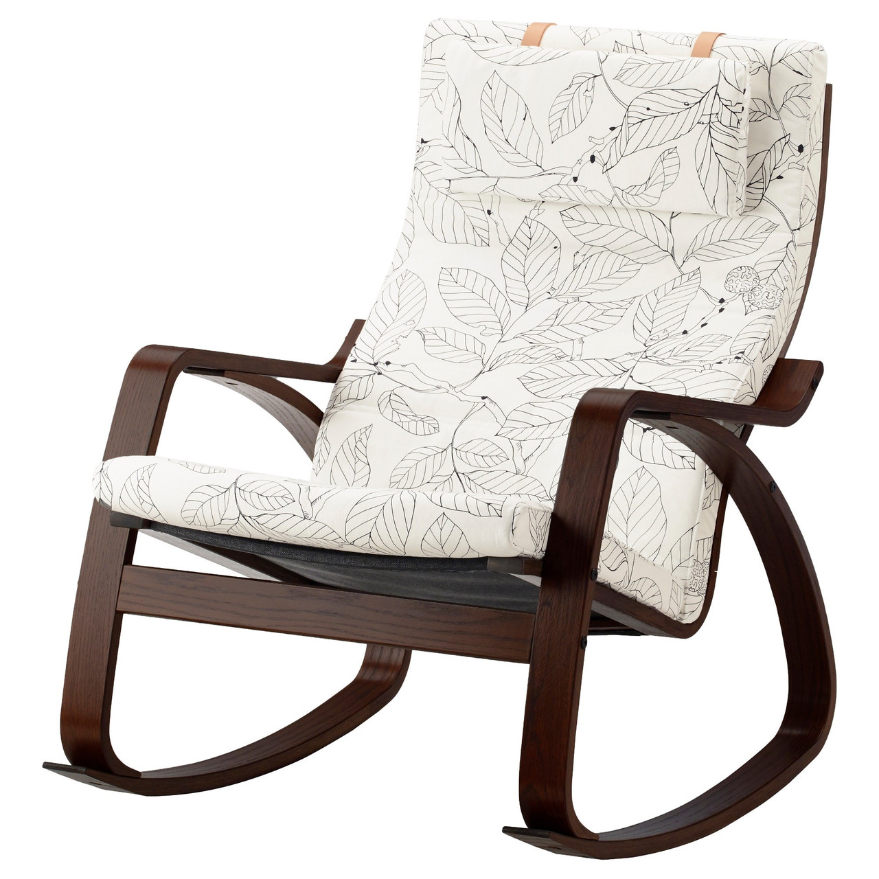 Кресло-качалка ПОЭНГ коричневый, Висланда черный/белый ИКЕА, IKEA