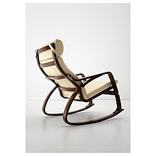 Кресло-качалка ПОЭНГ коричневый Глосе светло-бежевый ИКЕА, IKEA, фото 3