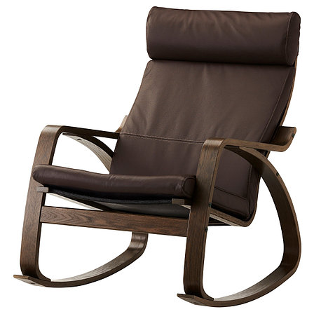 Кресло-качалка ПОЭНГ коричневый/Глосе темно-коричневый ИКЕА, IKEA, фото 2
