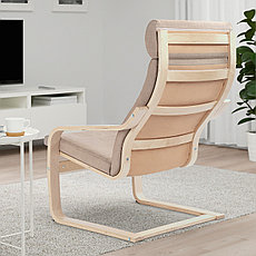 Кресло ПОЭНГ березовый шпон Шифтебу бежевый ИКЕА, IKEA , фото 2