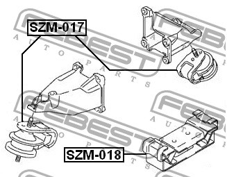 Подушка двигателя задняя (коробки) Febest SZM-018 (11710-65J00) - фото 2 - id-p60469314