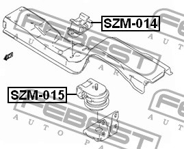 Подушка двигателя задняя (MT) Febest SZM-014 (11710-65D00) - фото 2 - id-p60469323