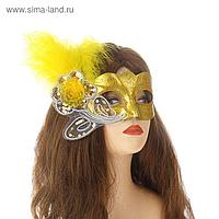 Карнавальная маска "Грация" с пером, цвет золото