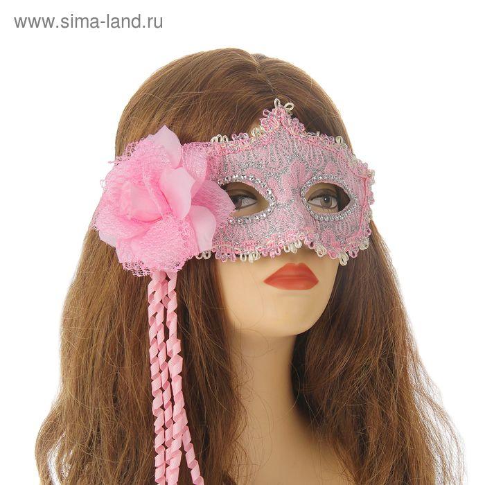 Карнавальная маска "Очарованье" с цветком, цвет розовый