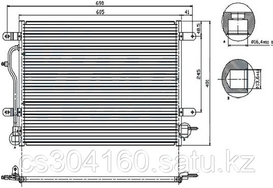 Радиатор кондиционера AUDI A4/S4 01-07