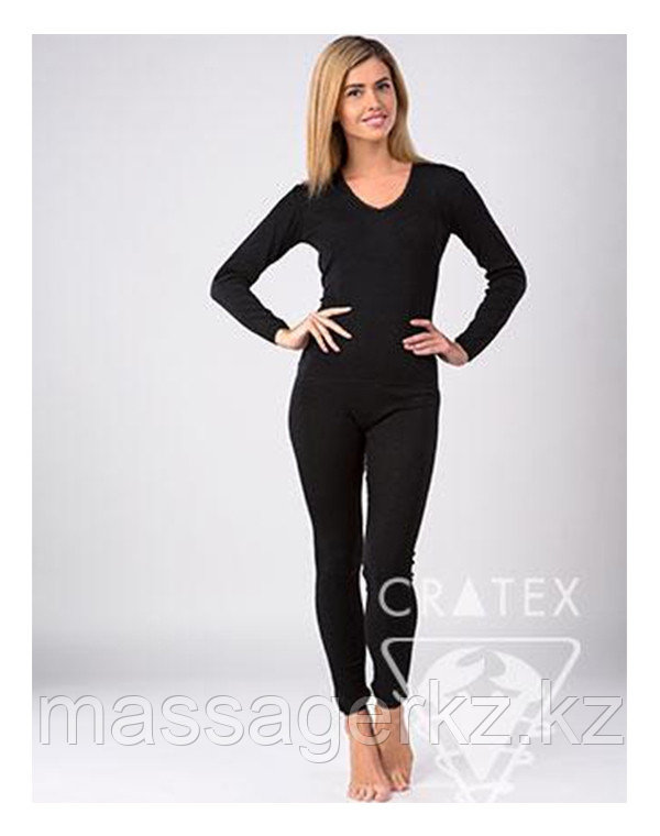 Термобелье CRATEX Женское термобелье, брюки "Шерсть+Шелк" (цвет черный), Cratex