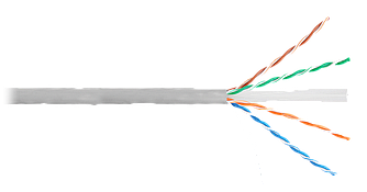 Кабель UTP 4 пары Кат.6  медный 0,53мм внутренний, PVC, серый, 305м