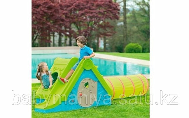 Детский игровой домик Keter FUNTIVITY Фунтик с горкой Бирюзовый/Зеленый Turquoise/Green (240x174x104