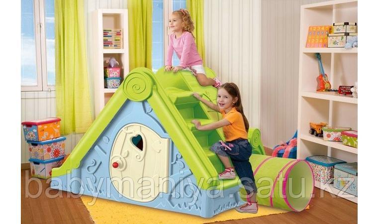 Детский игровой домик Keter FUNTIVITY Фунтик с горкой Голубой/Зеленый Blue/Green (240x174x104h)
