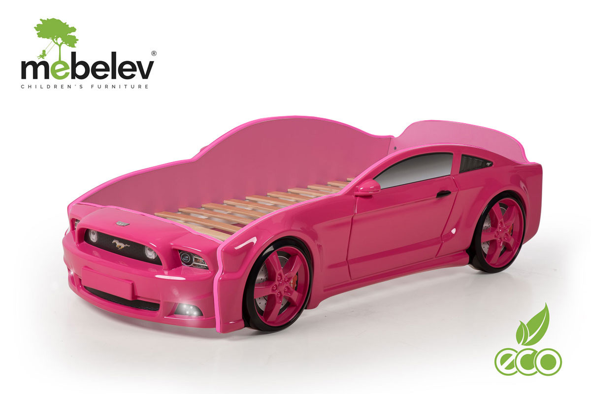 Кровать-машина "Мустанг" 3D (объемная пластиковая) розовая - фото 1 - id-p60532747