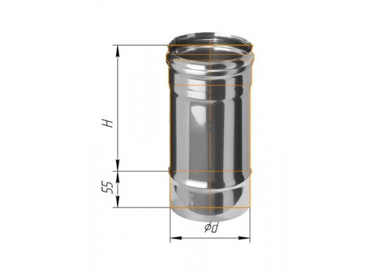 Дымоход L=250, D=200, AISI 430, 0,8 мм (Феррум)