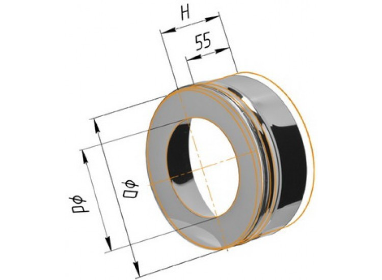 Заглушка с отверстием D=200/280, AISI 430/430, 0,5/0,5 мм (Феррум)