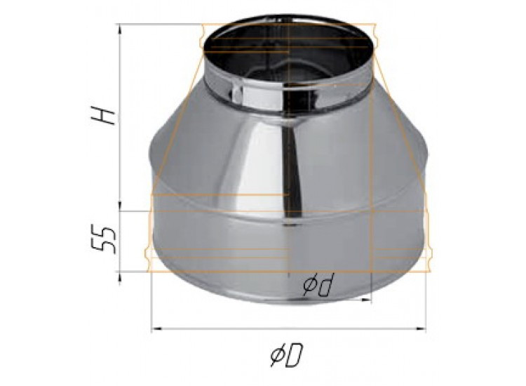 Конус D=200/280, AISI 430/430, 0,5/0,5 мм, по воде (Феррум)