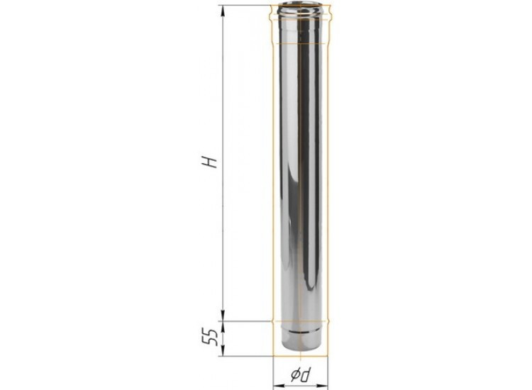 Дымоход L=1000, D=115, AISI 430, 0,5 мм (Феррум)