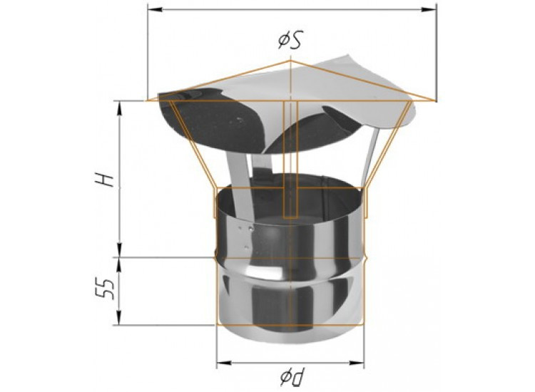 Зонт D=115, AISI 430, 0,5 мм, по воде (Феррум)