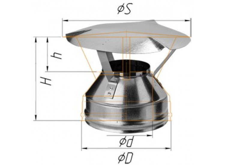 Оголовок D=120/200, AISI 430/430, 0,5/0,5 мм, по воде (Феррум)