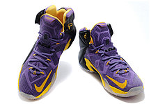 Баскетбольные кроссовки Nike Lebron 12 Purple Black Gold, фото 3
