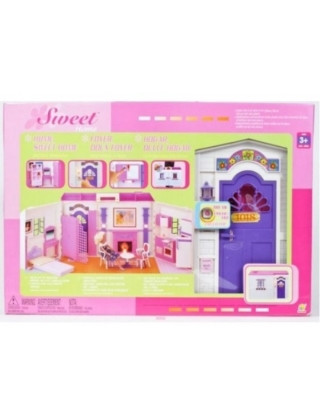 Обустроенный домик кукольный в виде чемоданчика для Барби и других кукол