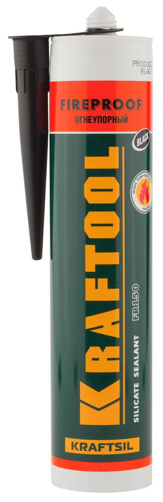 Герметик KRAFTOOL KRAFTFLEX FR150 силикатный огнеупорный "+1500 С", жаростойкий, черный, 300мл 41260-4
