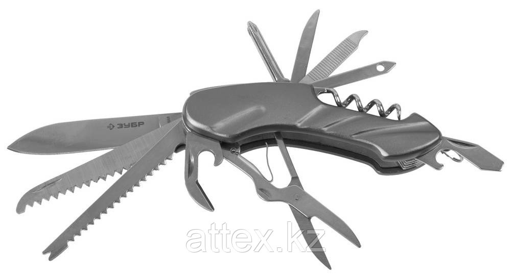 Нож ЗУБР "МАСТЕР" складной многофункциональный, "12 в 1", металлическая рукоятка 47781