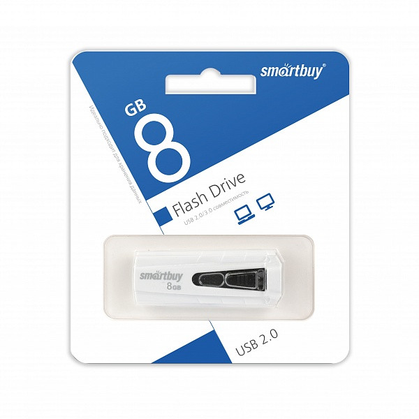 USB накопитель Smartbuy 8GB IRON White/Black - фото 1 - id-p60599486