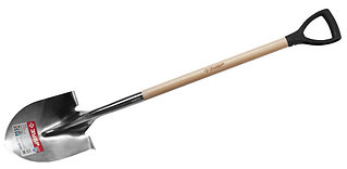 Лопата штыковая для земляных работ из нержавеющей стали, деревянный черенок, с рукояткой, ЗУБР Профе  4-39430_z01