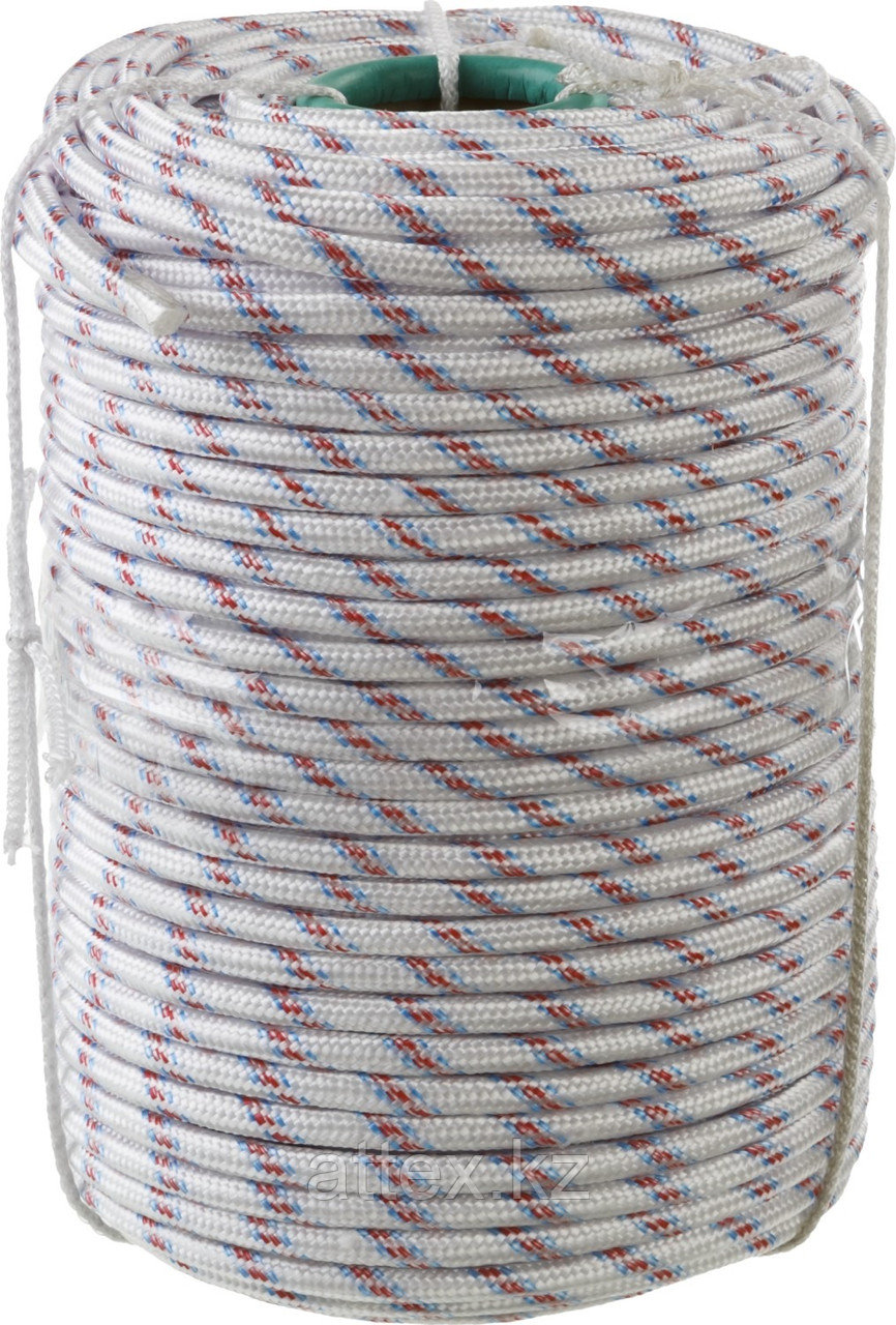Фал плетёный полипропиленовый СИБИН 24-прядный с полипропиленовым сердечником, диаметр 10 мм, бухта 100 м, 700 кгс 50215-10