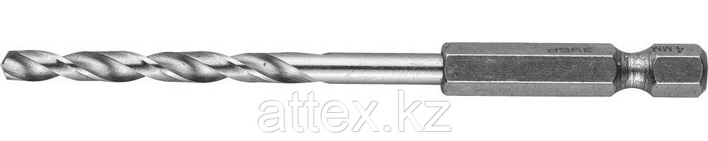Сверло по металлу ЗУБР "ЭКСПЕРТ" 29623-093-4, шестигранный хвостовик НЕХ 1/4", класс A, сталь Р6М5, d=4,0 мм