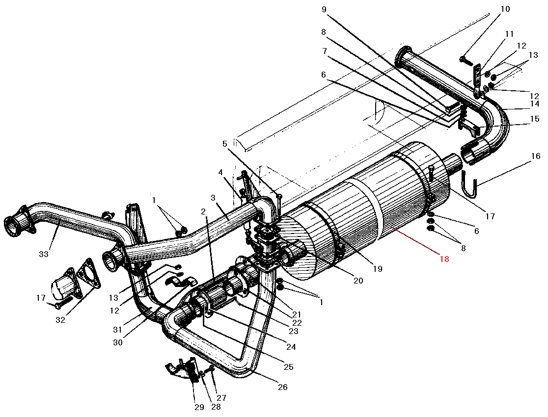 Система выпуска газов, УРАЛ 4320-40 (41)