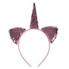 Карнавальный ободок "Единорог" с паетками, цвет розовый