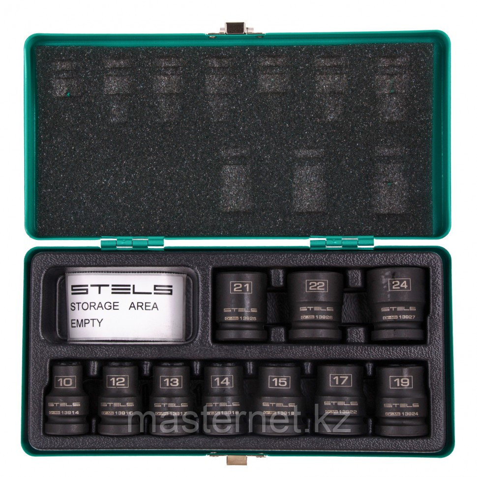 Набор шестигранных ударных торцевых головок 1/2" 10-24 мм 10шт// Stels