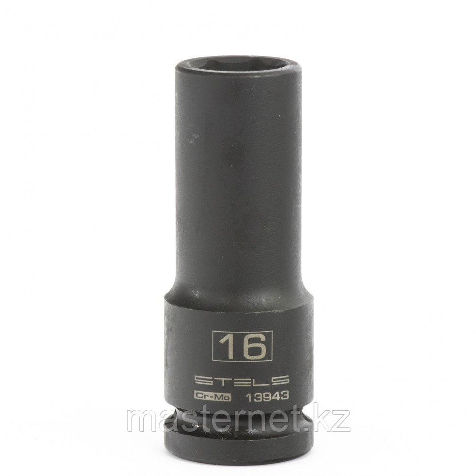 Головка ударная удлиненная шестигранная, 16 мм, 1/2", CrMo // Stels