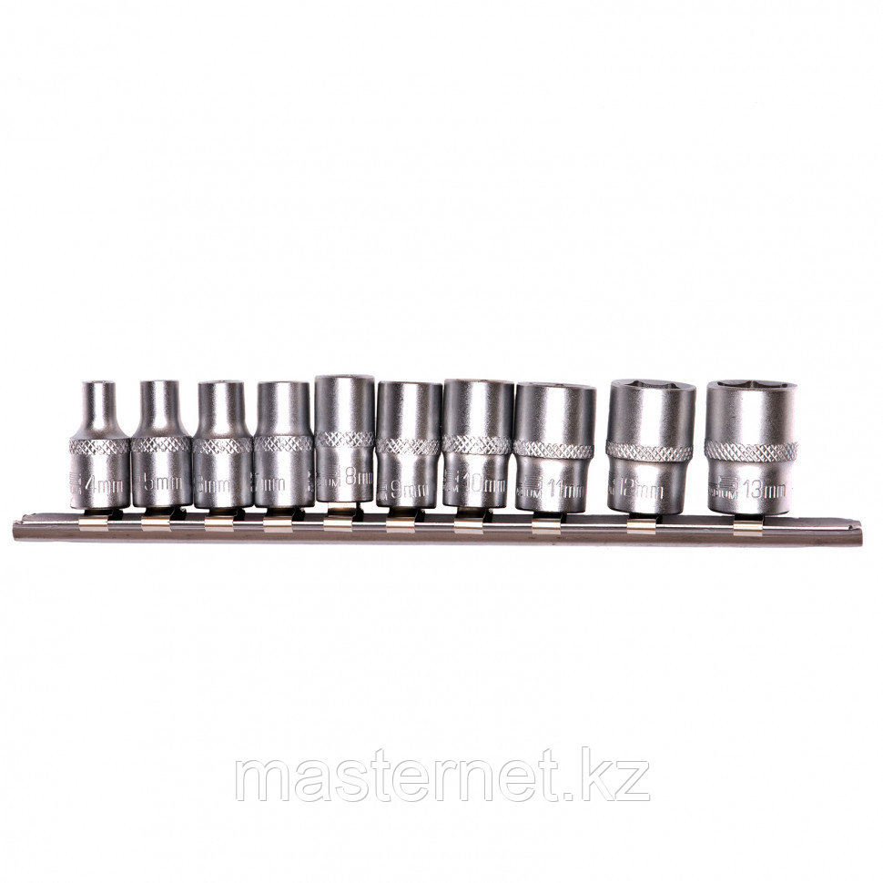 Набор торцевых головок 1/4", 6-ти гр., CrV, 10шт., 4-13мм // Stels