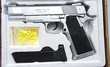 Пистолет металлический Airsoft Gun Metal ZM25 серебристый, с пластик. пульками 6 мм, фото 3