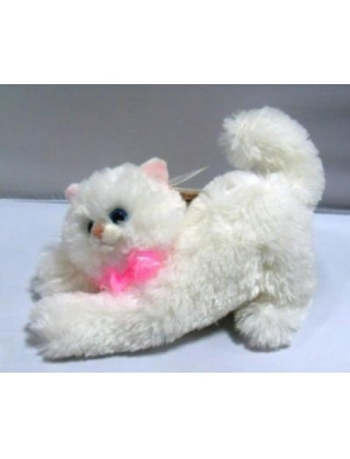 Мягкая игрушка белый котик с бантиком - фото 1 - id-p4491903