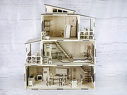 Кукольный домик из фанеры с мебелью.