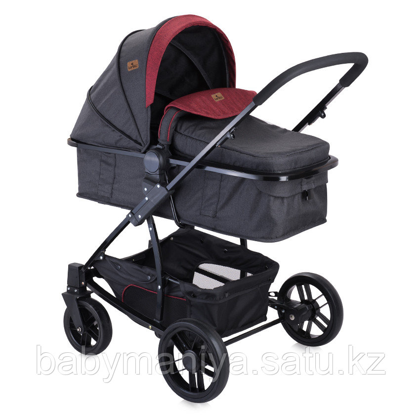 Коляска-трансформер Lorelli S500 + накидка на ножки Черный-красный/ Black&Red 1800