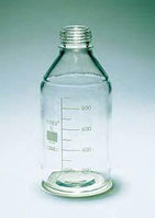 Бутыль для химреактивов под завинчивающуюся крышку d-45 мм, со шкалой (100 мл), пластиковое покрытие (Pyrex)