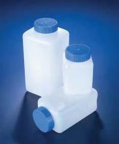 Бутыль широкогорлая полиэтиленовая, квадратная, V-500 мл, с винт.герметичной синей крышкой и уплотнением (HDPE) (Azlon) - фото 1 - id-p4500834