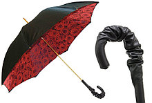 Элитный женский зонт с кожаной ручкой Pasotti. Ручная работа
