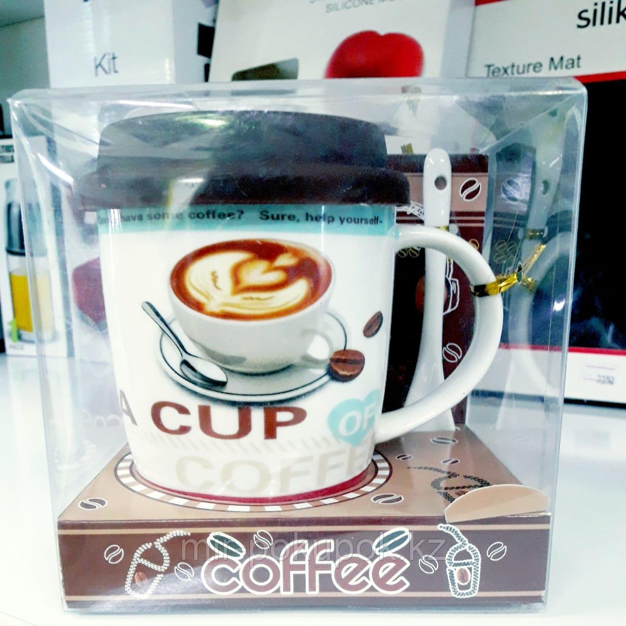 Керамическая Кружка Cup с ложкой, Алматы