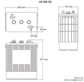 Тяговый аккумулятор US 305 XC (6В, 310Ач) Аналог Trojan J305G-AC, фото 2