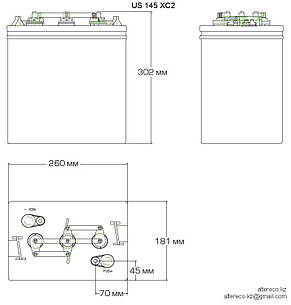 Тяговый аккумулятор US 145 XC2 (6В, 251Ач), фото 2