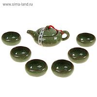 Набор для чайной церемонии 7 предметов "Лунный камень" зеленый (чайник 150 мл, чашка 50 мл) УЦЕНКА 2