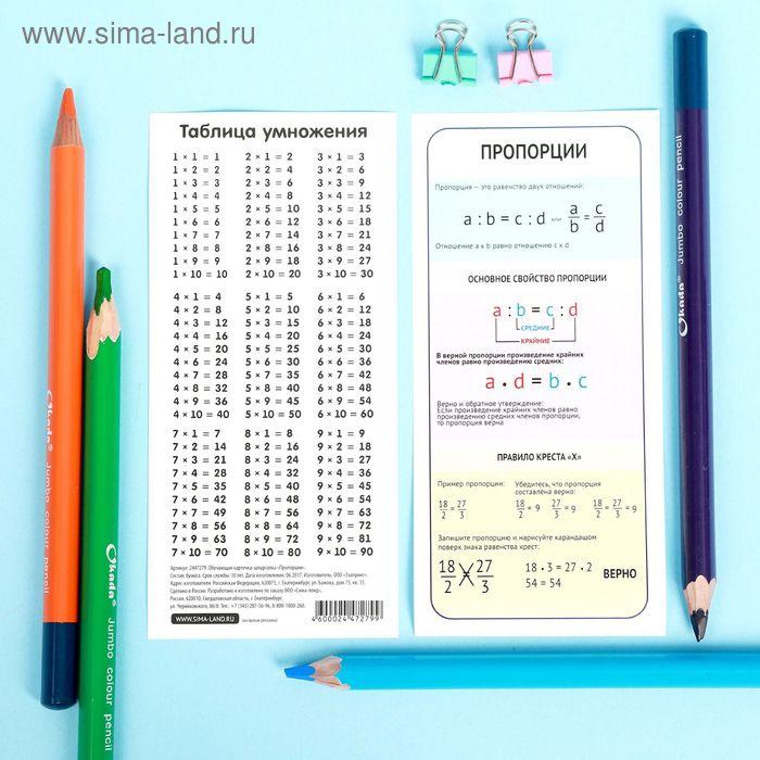 Шпаргалка обучающая "Пропорции"