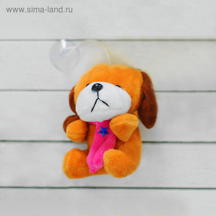 Мягкая игрушка-присоска "Собачка", шарф со звездой, цвета МИКС